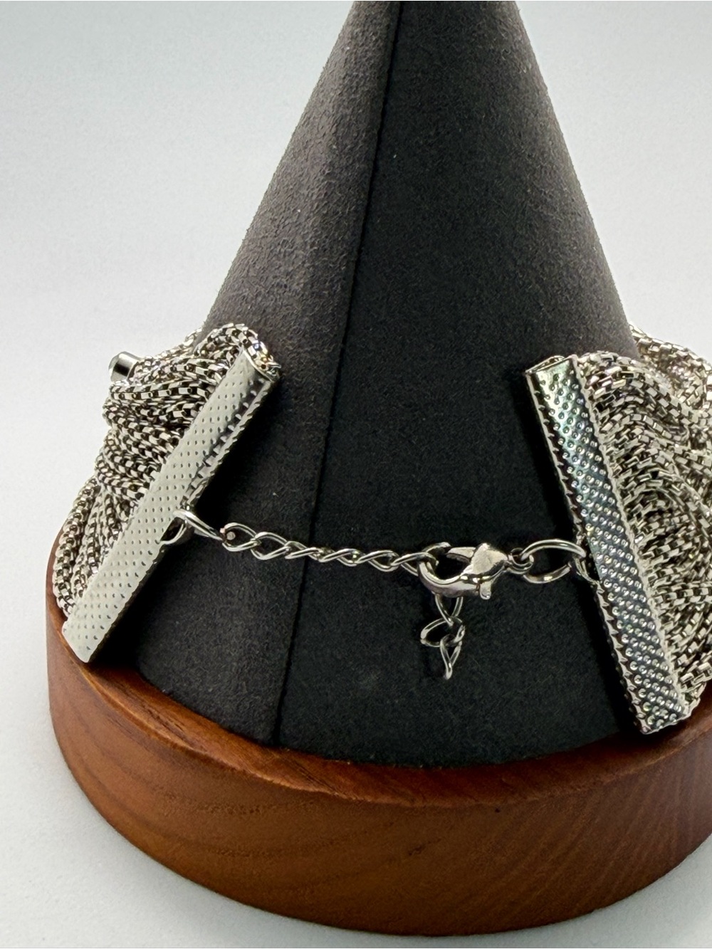 Source Unknown Silver Multi-Chain Rhinestone Fringe Cuff Bracelet - Picture 6 of 11